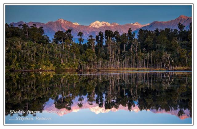 lake mahinapua mountain reflections